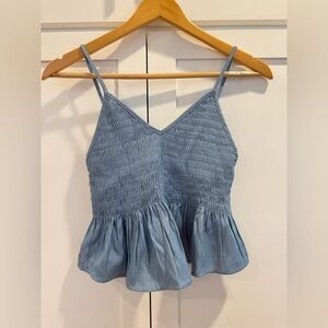 Blue Smocked Peplum Camisole size small